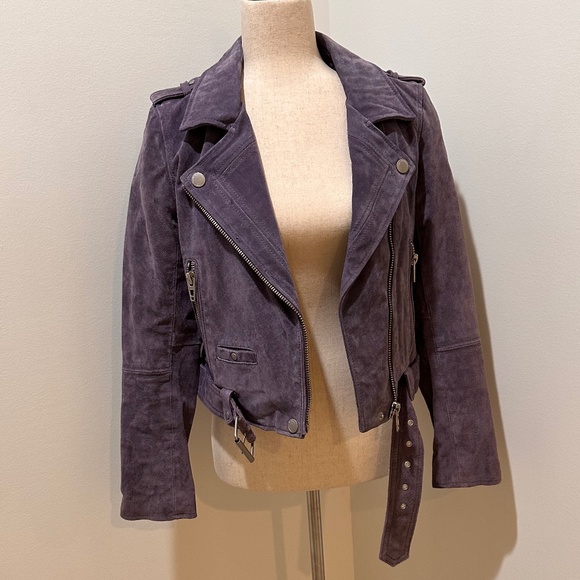Blank NYC Genuine Suede Leather Biker Jacket in Lavender - Picture 3 of 3